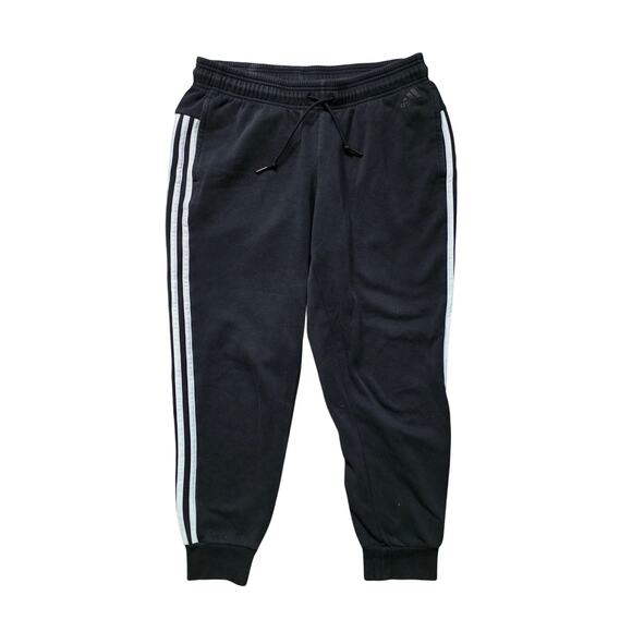 Adidas Essentials 3-Stripes Fleece Joggers Men’s M Black - Picture 1 of 6